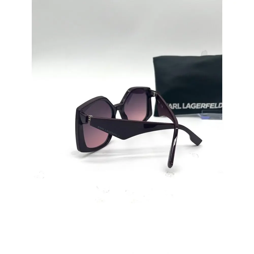 KARL LAGERFELD NWOT Burgundy Sunglasses and Case, Rectangular Frames